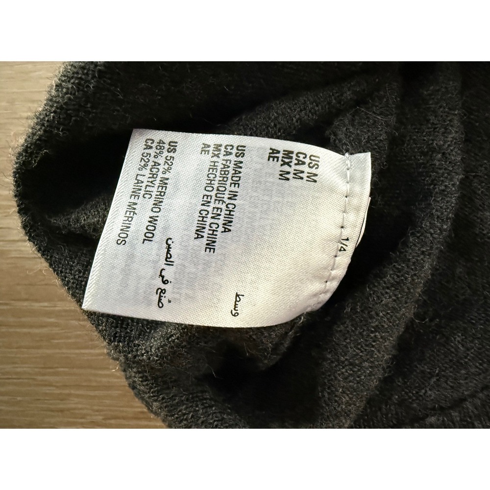Club Room Men's Gray Merino Wool Blend Quarter‎ Zip Sweater Pullover - Picture 3 of 3